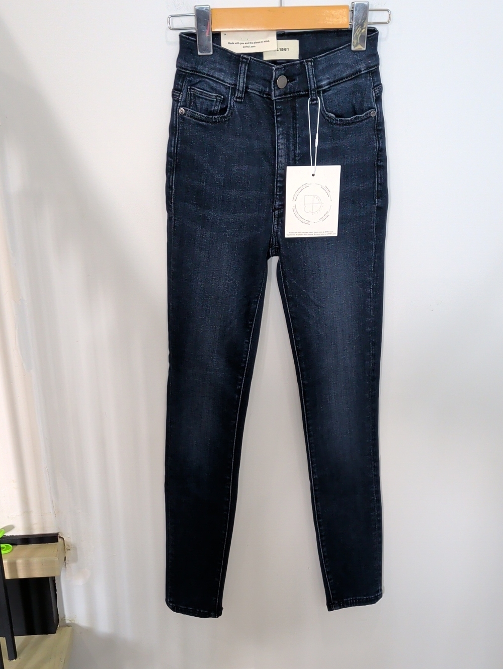 DL1961 | Women's Dark Indigo High-Rise Instasculpt Ankle Farrow Skinny Jeans